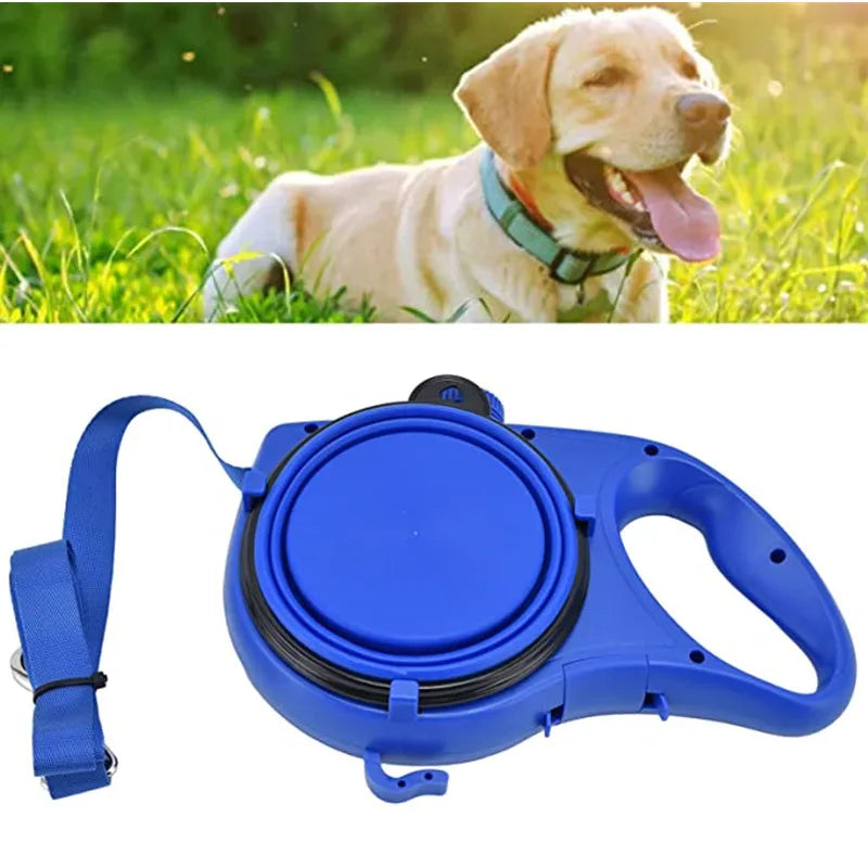 Multifunction Pet Dog Leash with Builtin Water Bottle Bowl Waste Bag Dispenser