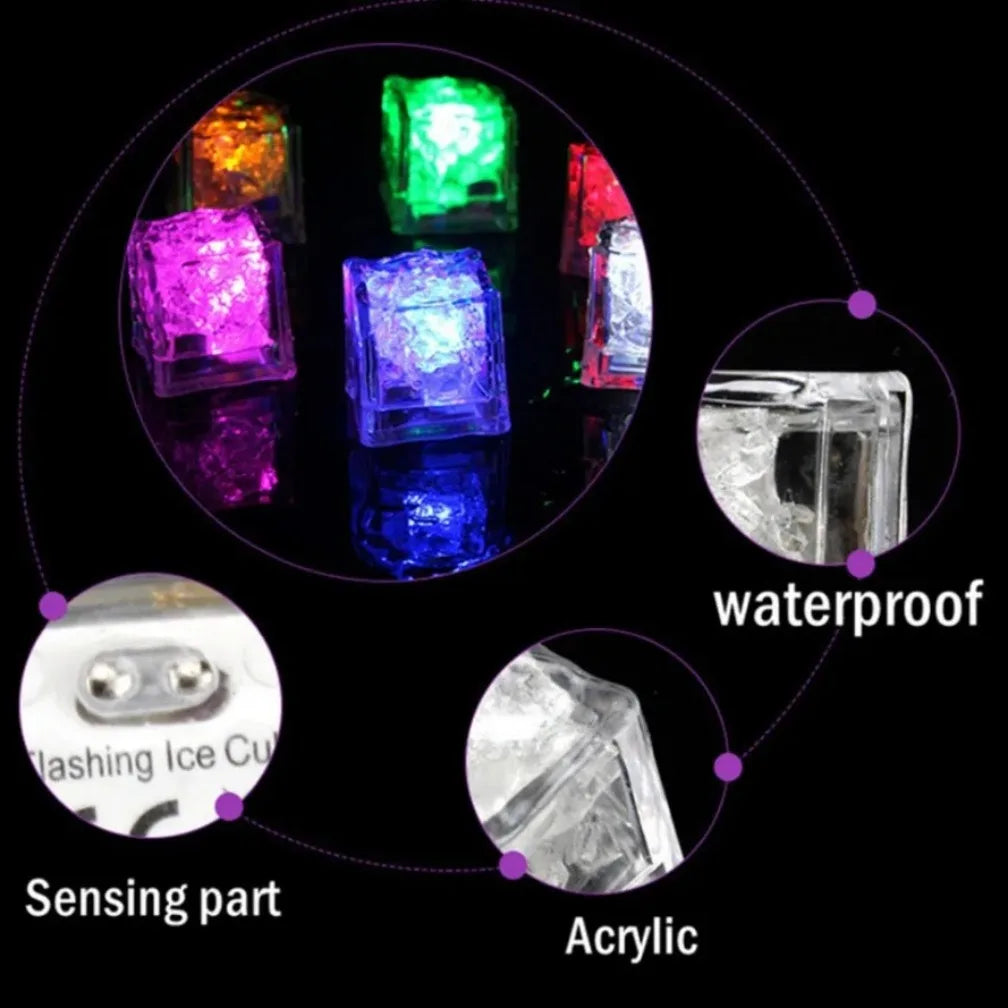 LED Ice Cube Multi Color Waterproof Flashing Glow