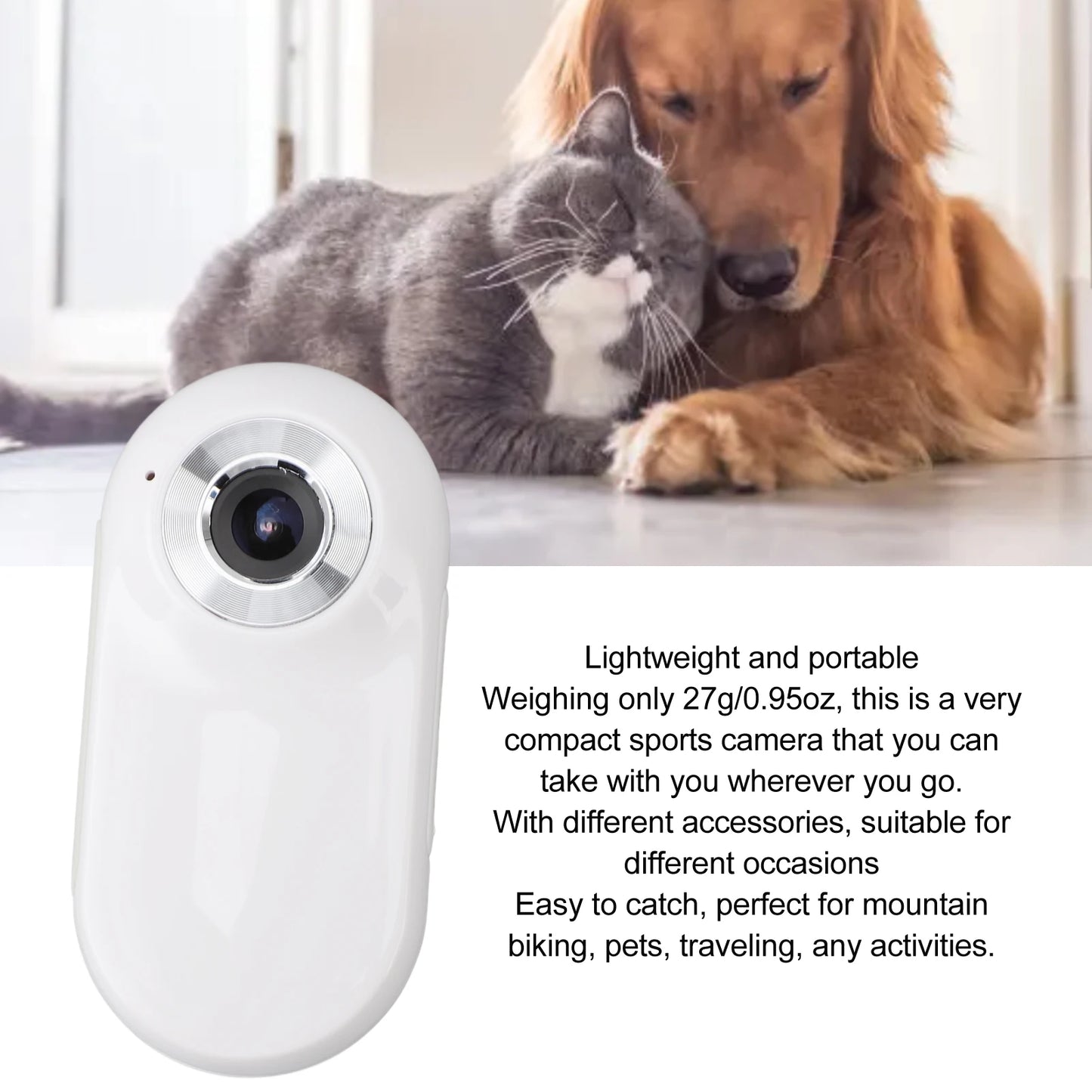 Pet Collar Camera USB Rechargeable HD 1080P LCD Display Lightweight