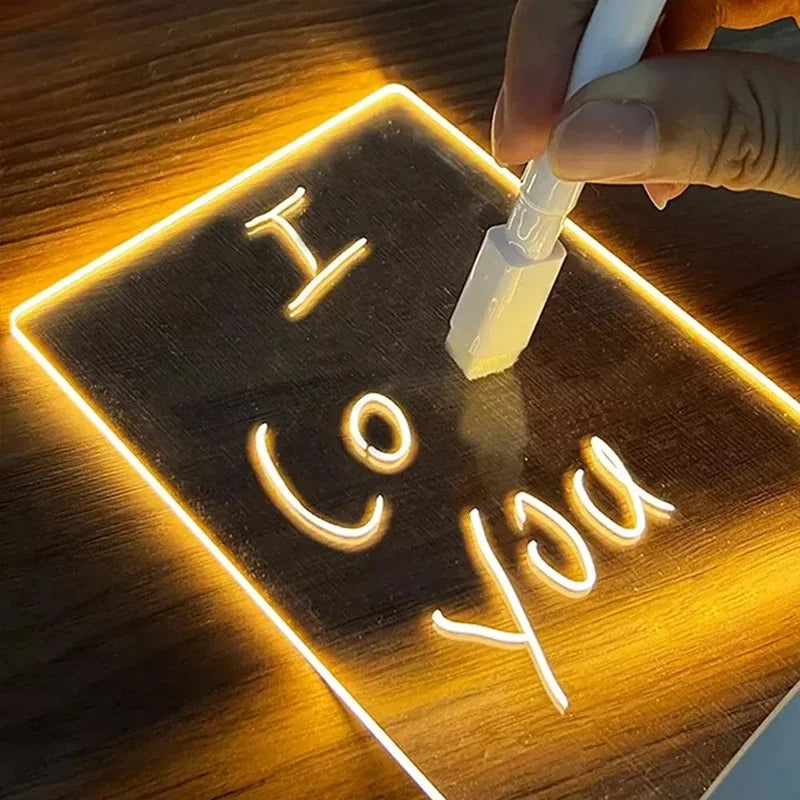 LED Drawing Board Glowing Acrylic Message Board With Pen Erasable