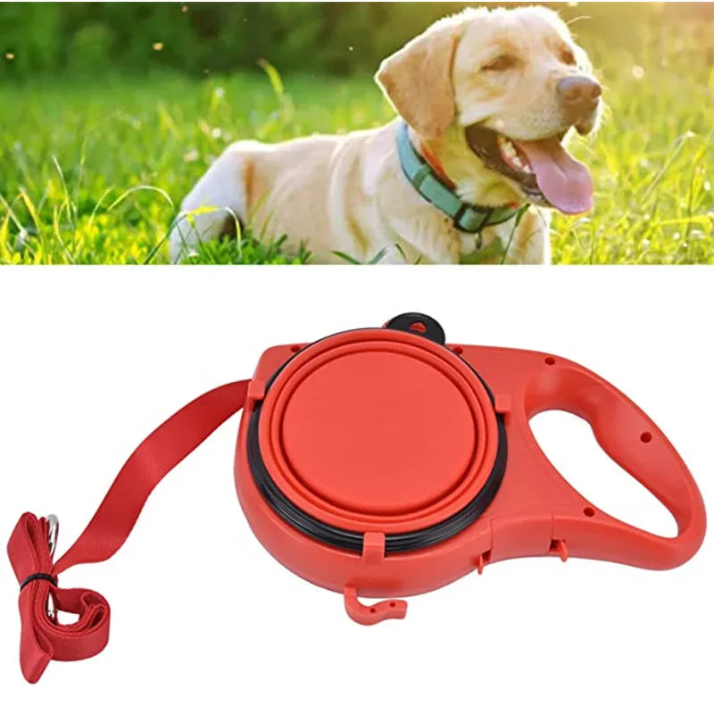 Multifunction Pet Dog Leash with Builtin Water Bottle Bowl Waste Bag Dispenser