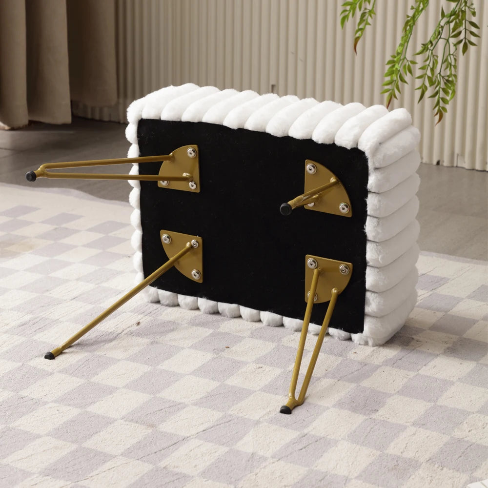 Chic Faux Fur Vanity Stool With Storage