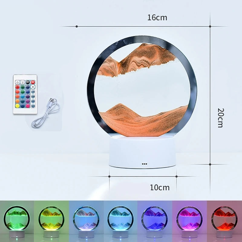 LED Sandscape Lamp 3D Moving Sand Art with 16 Colors Hourglass Light