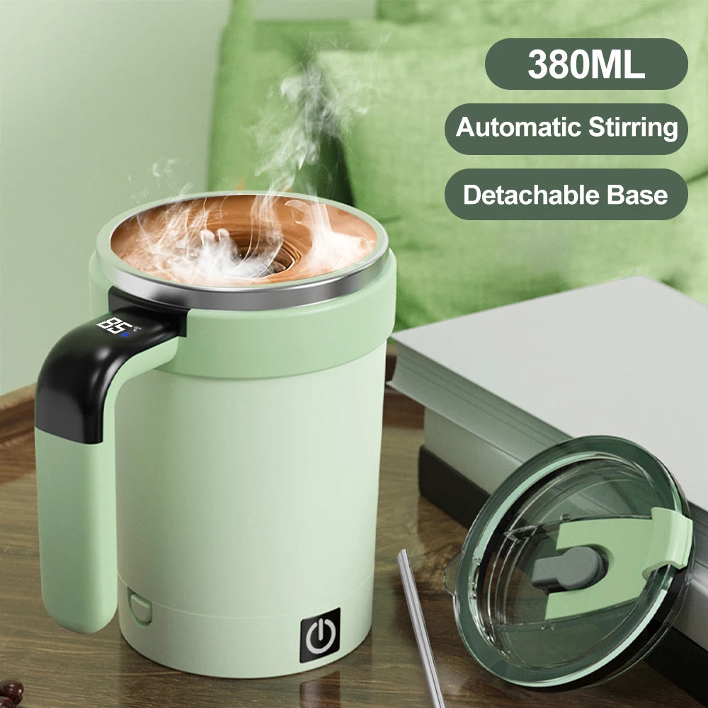 Automatic Magnetic Stirring Mug with Straw & Lid Stainless Steel