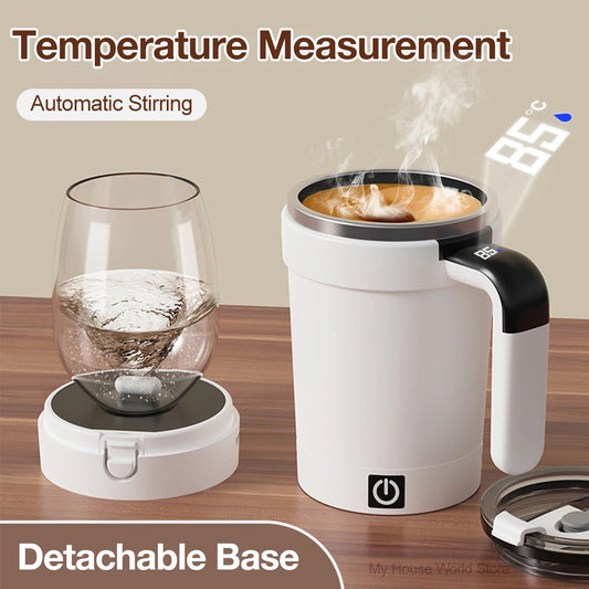 Automatic Magnetic Stirring Mug with Straw & Lid Stainless Steel