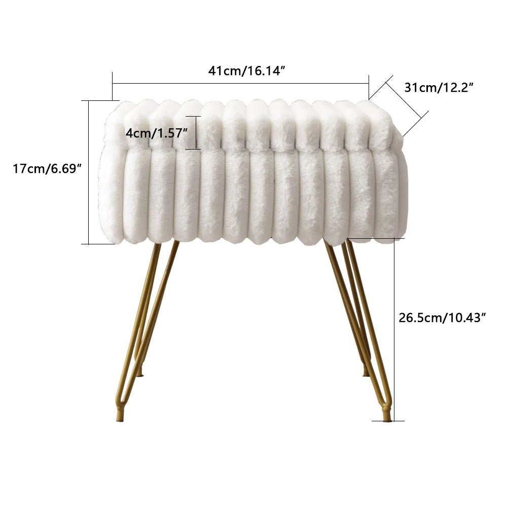 Chic Faux Fur Vanity Stool With Storage