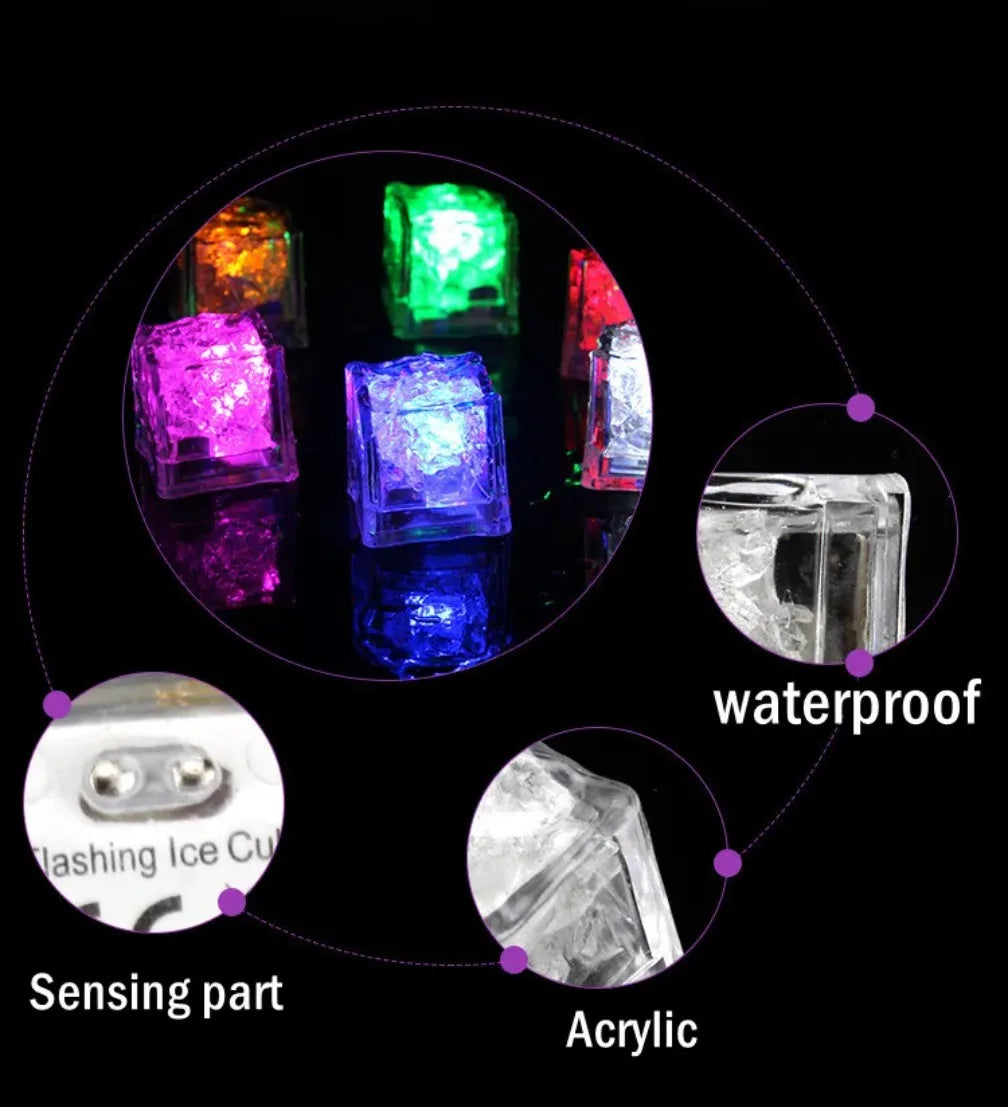 LED Ice Cube Multi Color Waterproof Flashing Glow