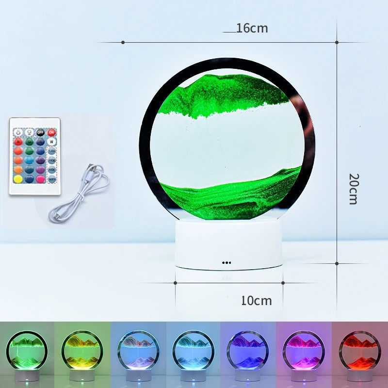 LED Sandscape Lamp 3D Moving Sand Art with 16 Colors Hourglass Light